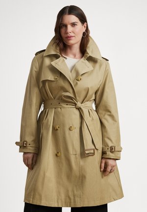 DOUBLE BREASTED COTTON BLEND TRENCH COAT - Trentšmantel - birch tan