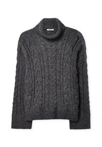 MIT ZOPFMUSTER UND ROLLKRAGEN - Pullover - dark grey