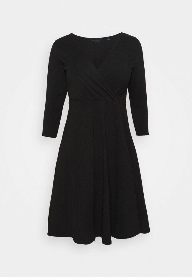 CURVE WRAP SLEEVE COBALT SPOT DRESS - Jerseyklänning - black
