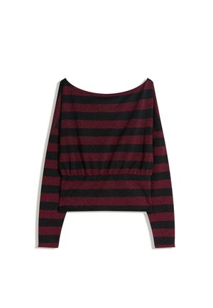 STRIPED SHIMMERY LONG SLEEVE  - Hosszú ujjú felső - dark red