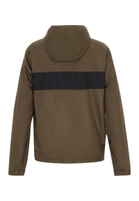 Rudas gobtuvė turintis švarkas su juoda horizontalia juosta per nugarą. Pagamintas iš lygaus, lengvo audinio; su elastinėmis rankovėmis.