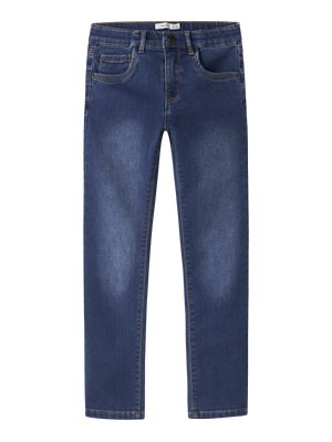 NKFSALLI FLEECE JEANS - Slim fit jeans - dark blue denim