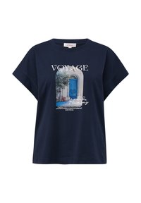 s.Oliver MIT KAPPÄRMELN - T-shirt print - tiefblau