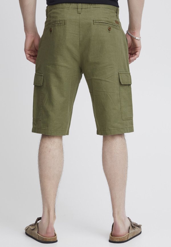 IDMOSATO LINEN MIX - Shorts - dark olive3