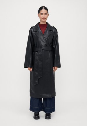 BELTED COAT - Palton clasic - black
