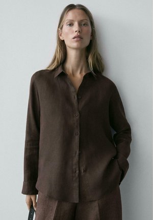 FLOWING - Camicia - dark brown