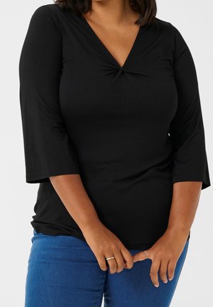 Kaffe Curve, T-shirt à manches longues - mottled black