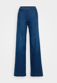 ONLMADISON BUTTON WIDE  - Wide leg - dark medium blue denim