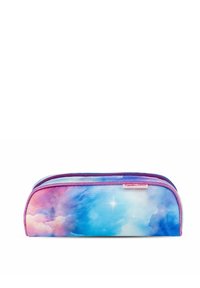 Stiftetui mit Reißverschluss im Wolkenmuster, das Schattierungen von Blau, Pink und Lila mit einem glänzenden Rand und einem dezenten Funkelverzierung aufweist.