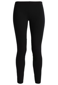 Černé slim-fit legíny s vysokým pasem a nenápadnými bočními kapsami, navržené pro těsné a pohodlné nošení.