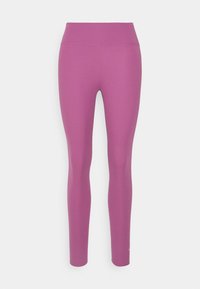 Strakkige leggings van felroze stof, met een hoge tailleband en een gladde, rekbare textuur. Geen zichtbare patronen of hardware.