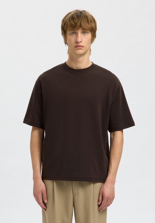 SLH LOOSE OSCAR O NECK TEE - Basic T-shirt - demitasse