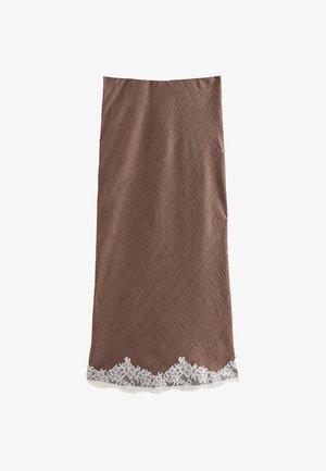 New Look, LACE TRIM MIDI PENCIL SKIRT - Maxirok - dark brown