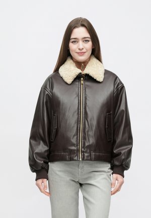 TWINSET JACKET - Imitert skinnjakke - black chocolate