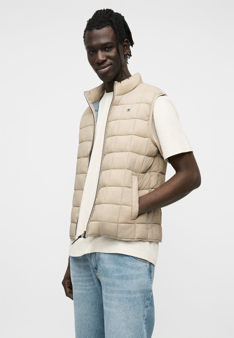 Gilet Utilitaire James & Nicholson Homme – Beige, Taille L (Veste Pêche/Chasse)