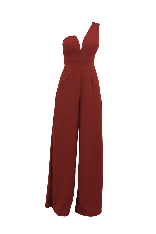 FLEUR ONE SHOULDER JUMPSUIT - Jumpsuit - burnt orange3
