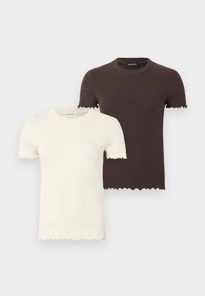 2 PACK  - T-shirts basic - chocolate/egret