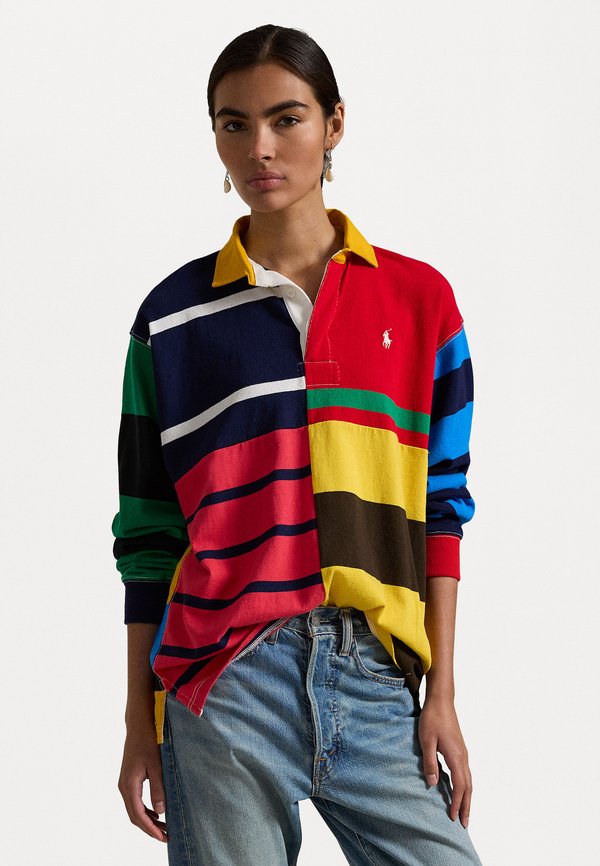 PATCHWORK STRIPE JERSEY RUGBY SHIRT - Long sleeved top