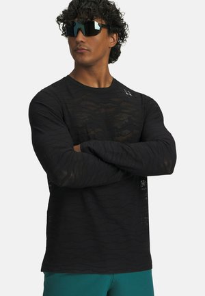 LONG-SLEEVES UA HALO JACQUARD LS - Long sleeved top - ultimate black (008)