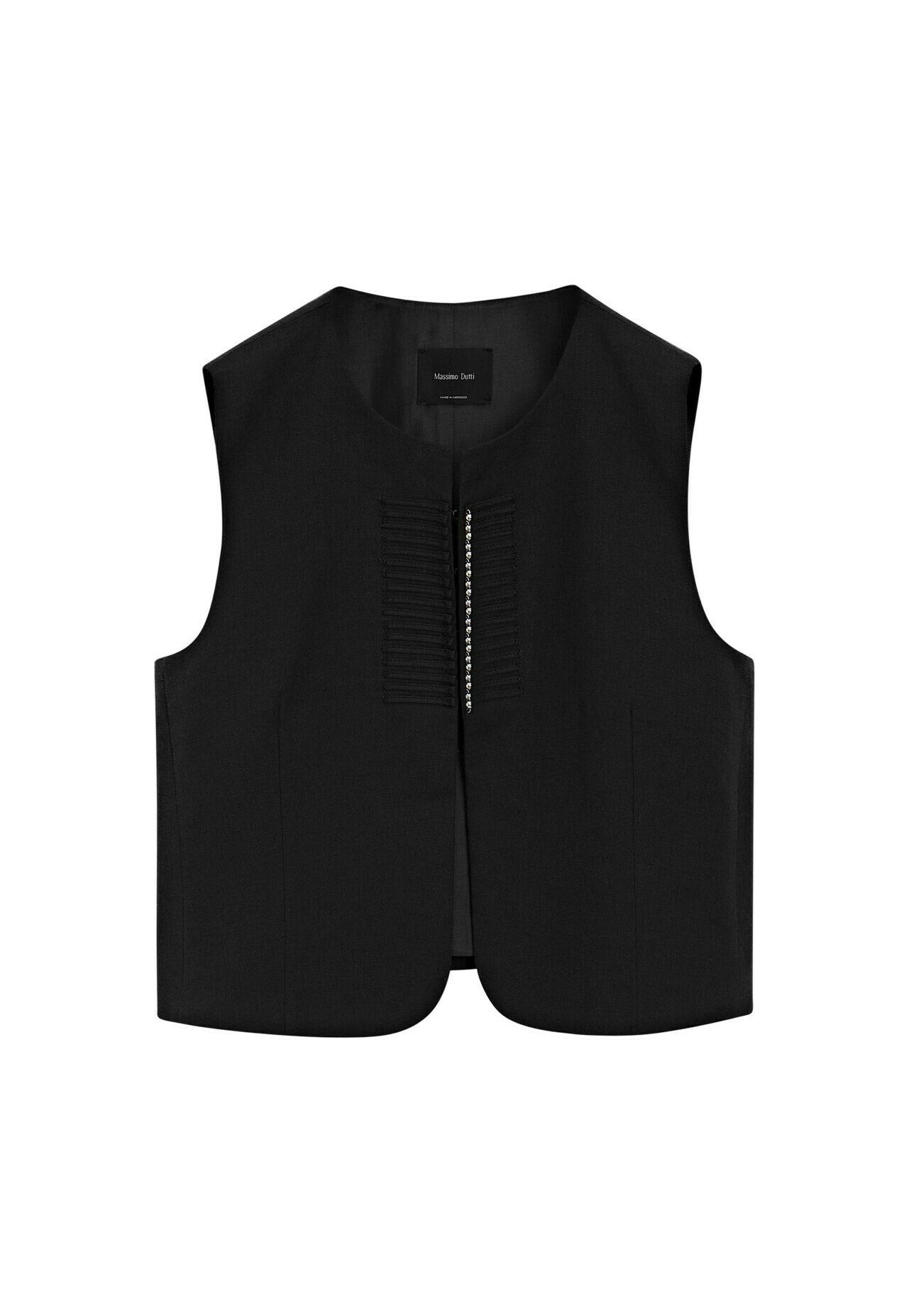 【Massimo Dutti】Waistcoat with gathered detail Cotton blend waistcoat - Studio · Mink · Suit / Smart