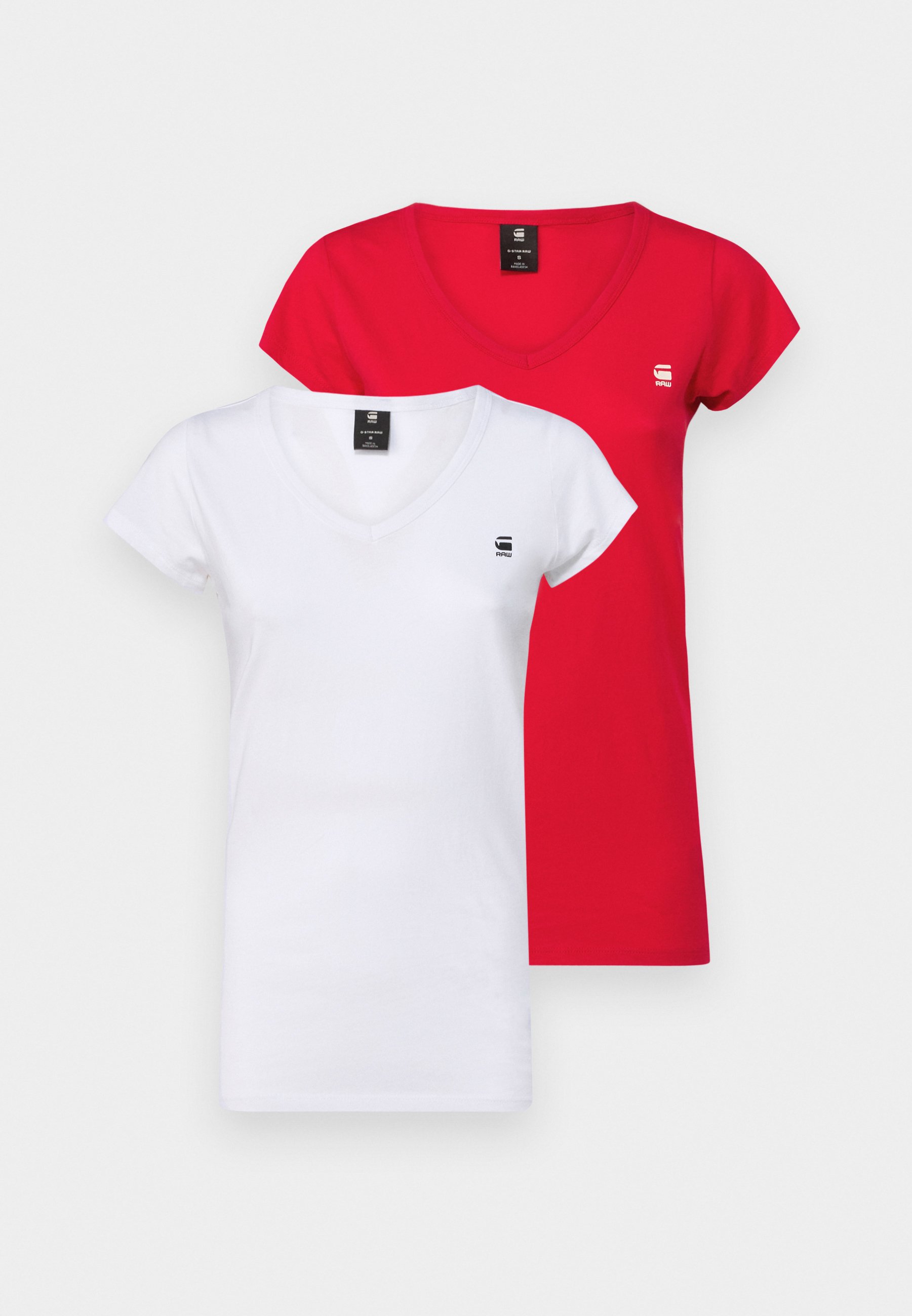 G-STAR EYBEN SLIM 2 PACK - T-Shirt basic - white/red/weiß
