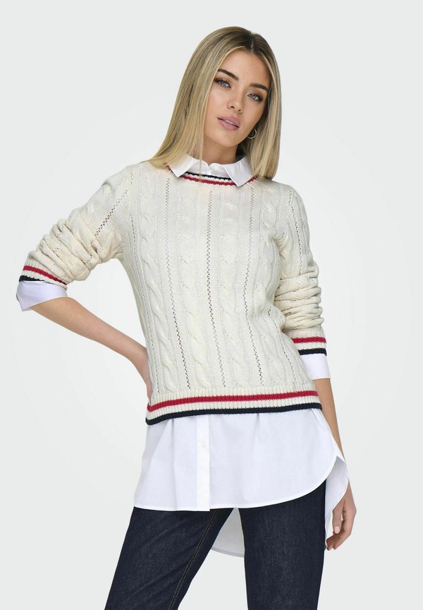 ONLKAYA LIFE O NECK - Strickpullover - cloud dancer