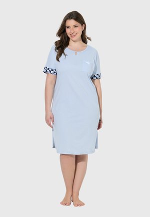 Ulla Popken, T-SHIRT DRESSES, 2-PACK, CHECK, CREW NECK, SHORT SLEEVE - Nattrøjer / negligé - pale blue