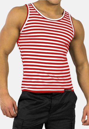 MARINE TANK TOP UNTERHEMD ÄRMELLOESES OBERTEIL TRÄGERSHIRT - Top - rot weiß