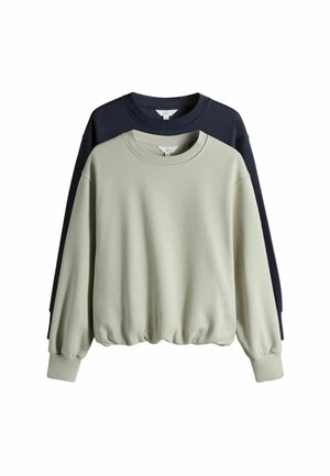 REGULAR FIT - 2 PACK BUBBLE HEM . - Bluză de molton - navy sage green