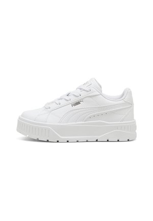 Weißer Puma Low-Top Sneaker mit dicker Sohle, Schnürung vorne und Puma-Logo an der Seite und auf der Zunge.