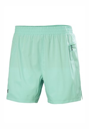 Světlé máta zelené sportovní šortky s elastickým pasem, bočními kapsami a kapsou na zip. Vyrobené z hladké, lehké tkaniny.