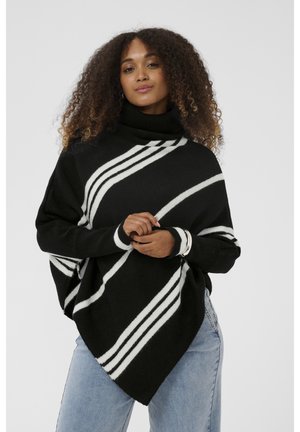 Cream KUMA TURTELNECK PONCHO - Skraistė - black