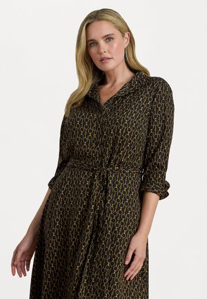 CHAIN-PRINT CREPE SHIRTDRESS - Marškininė suknelė - black multi