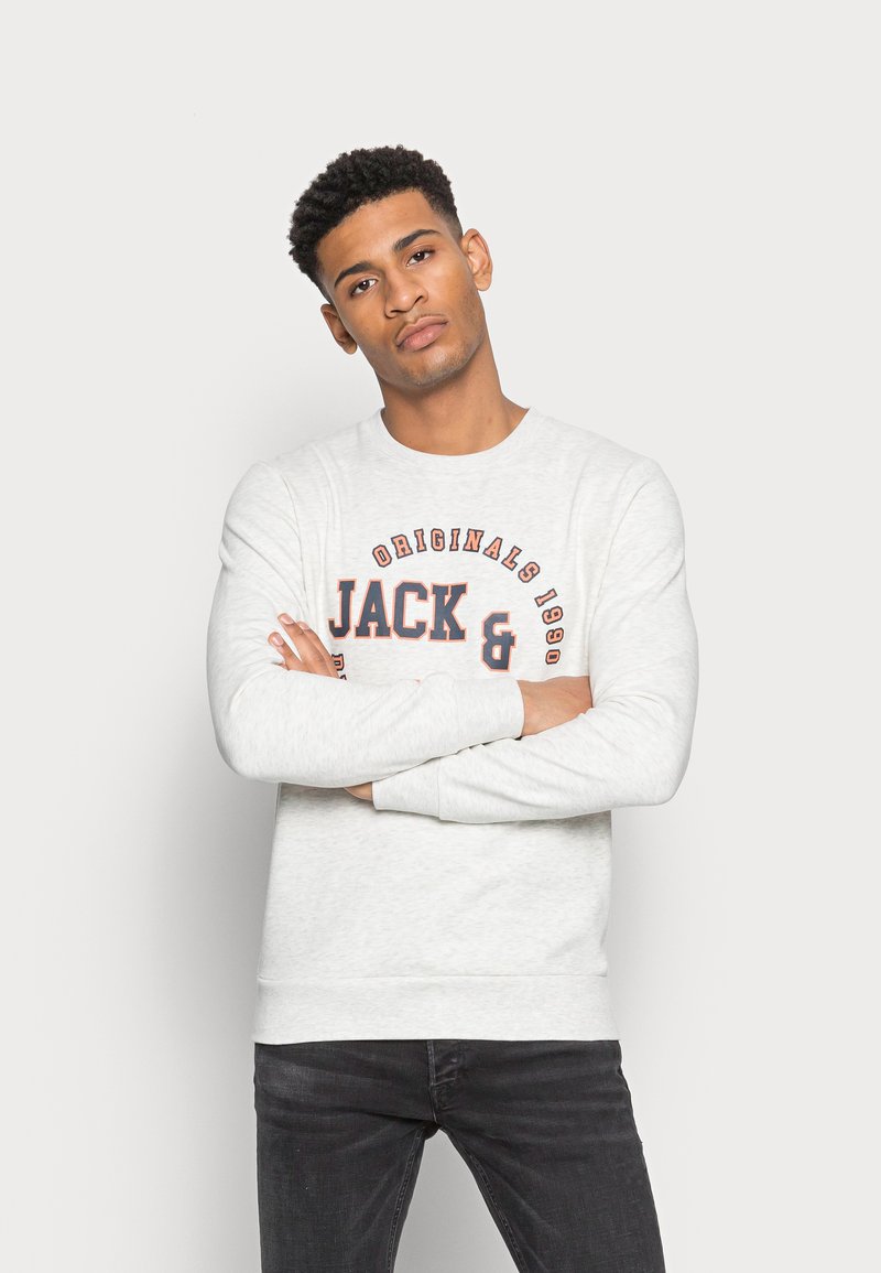Herren Kapuzenpullover | Jack & Jones JORARON CREW NECK Sweatshirt white melange/weiß - FI95564 Herren Kapuzenpullover | Jack & Jones JORARON CREW NECK Sweatshirt white melange/weiß - FI95564