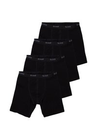 Boxer Sloggi neri, in materiale cotone, con una morbida vita con logo. Inclusi quattro paia, design base senza fantasie.