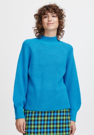 b.young MIT BALLONÄRMELN STEHKRAGEN - Strickpullover - blau