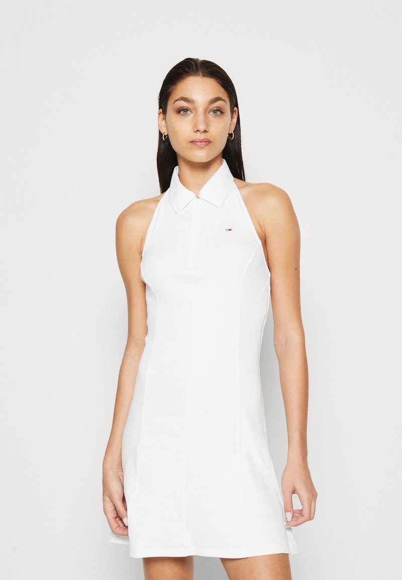 Tommy Jeans ZIP THRU POLO DRESS Jersey dress white Zalando