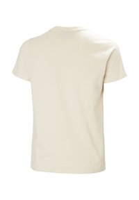 Tričko s krátkým rukávem a kulatým výstřihem v off-white barvě, vyrobené z měkké bavlny. Jednoduchý design s hladkým povrchem a bez viditelných vzorů.