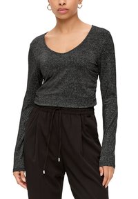 QS GLITZER-MIT RAFFUNGEN - Longsleeve - schwarz