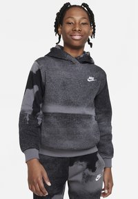 Nike Sportswear K CLB FLC HBR PO HD WASH AOP - Jersey con capucha - black/ iron grey /white