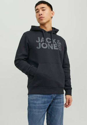 Jack & Jones MIT ECORP - Hoodie - schwarz mit grauem print