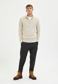 Selected Homme HIGH NECK - Pulover - oatmeal