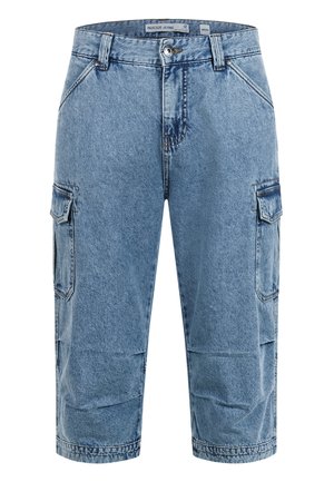 INDICODE JEANS, NICOLAS CHECK SHORTS CARGO - Shorts vaqueros - blue wash