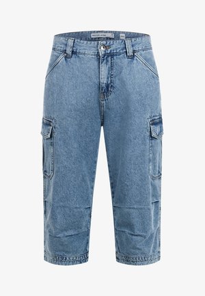 INDICODE JEANS, NICOLAS CHECK SHORTS CARGO - Jeans Shorts - blue wash