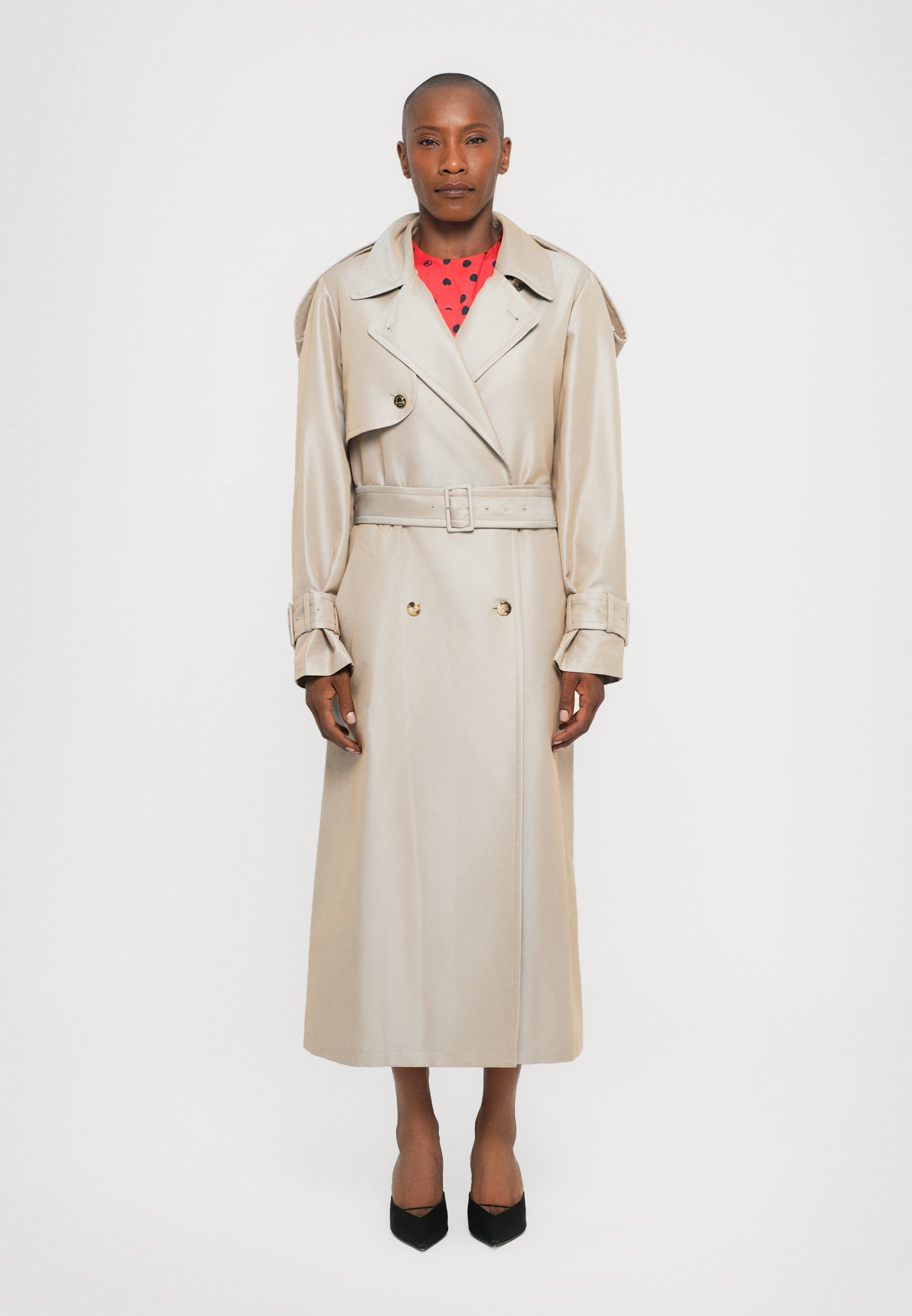 MOSCHINO IRIDESCENT DIAGONAL LONG JACKET - Trenchcoat - beige 