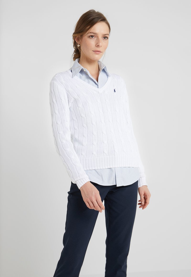 Polo Ralph Lauren - CABLE V-NECK - Strikkegenser - white, Forstørre