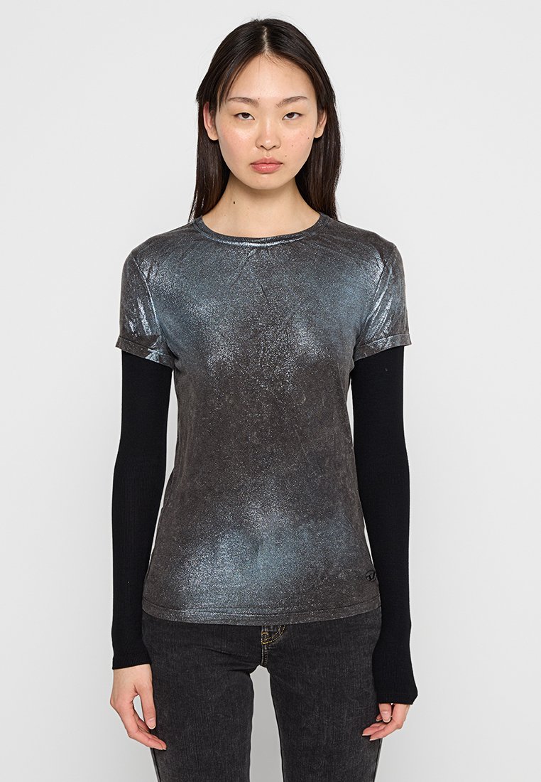 Diesel T-shirt basic zilverkleurig