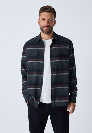 Next HORIZONTAL STRIPE LONG SLEEVE - Vapaa-ajan kauluspaita - grey