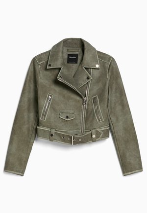 Bershka Veste en similicuir - dark grey