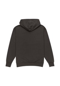 Felpa con cappuccio grigio scuro, dal design semplice, realizzata in tessuto morbido, con polsini e orlo a costine e una tasca a marsupio nella parte anteriore.